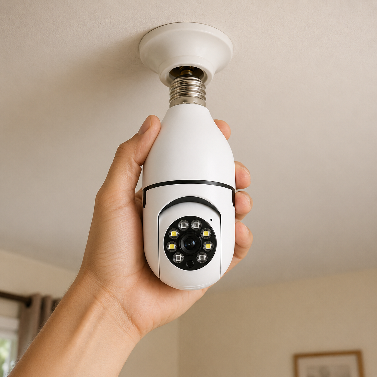 Cámara Bombilla WiFi 360° para Casa y Negocio